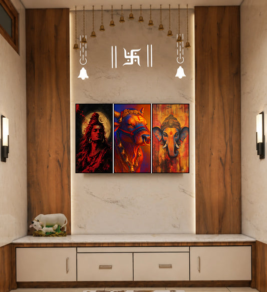 Divine Spiritual Art Collection – Mahadev• Nandi • Ganesha