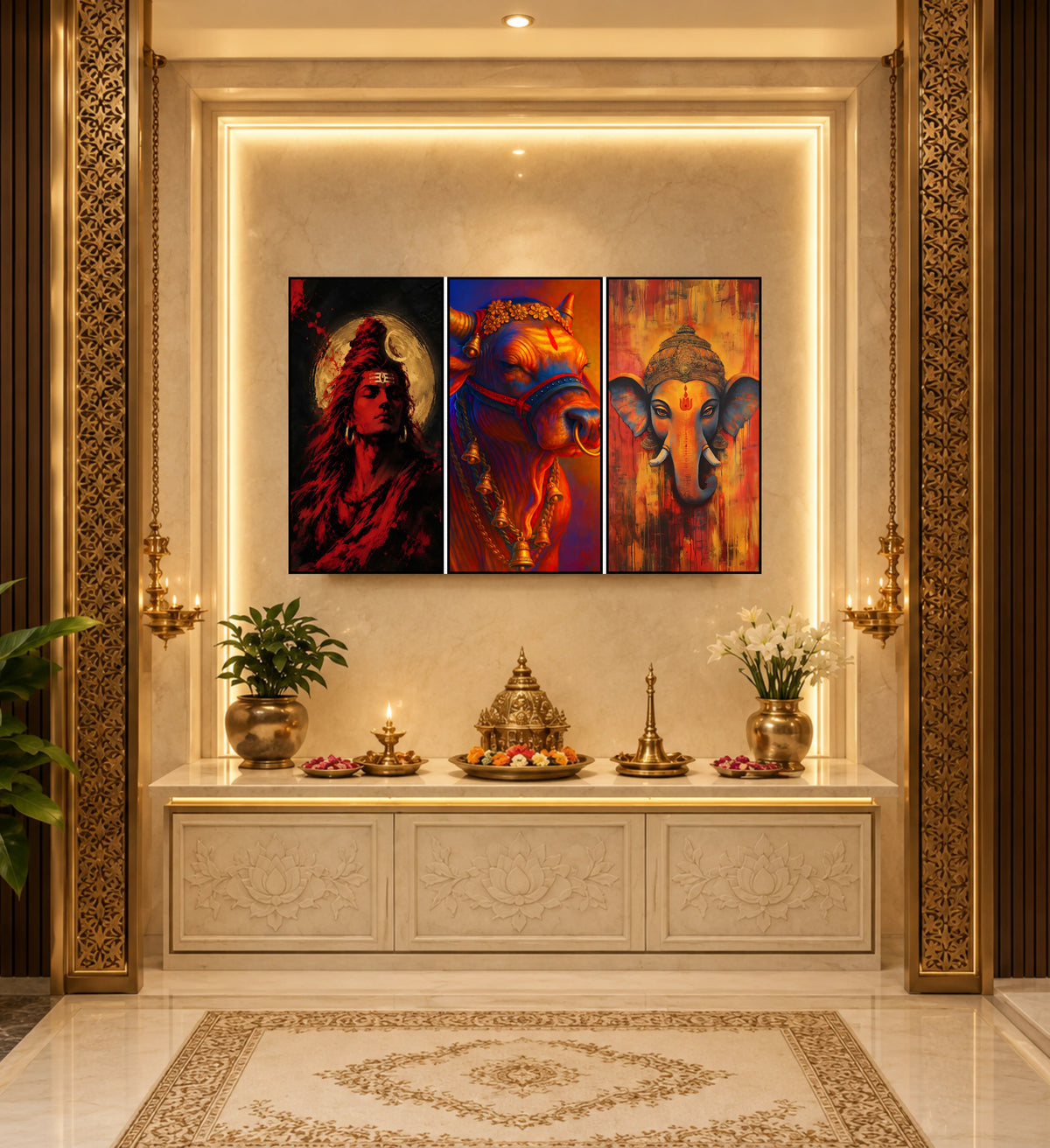 Divine Spiritual Art Collection – Mahadev• Nandi • Ganesha