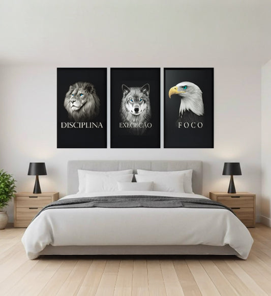 Discipline Focus Execution – Lion, Wolf & Eagle B&W