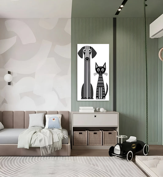 Geometric Dog and Cat Art