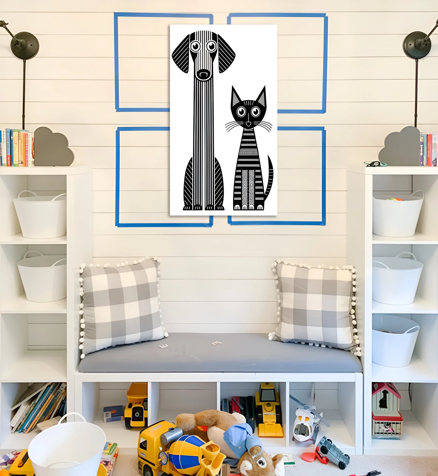 Geometric Dog and Cat Art