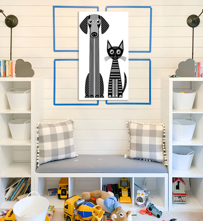 Geometric Dog and Cat Art