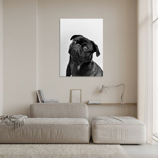 Playful Pug Cute Dog Metal Wall Art