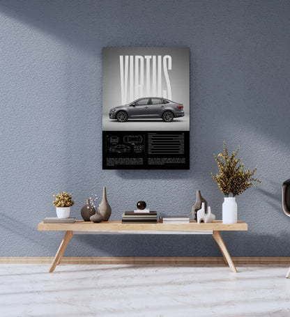 Silver Volkswagen Virtus Metal Wall Print 