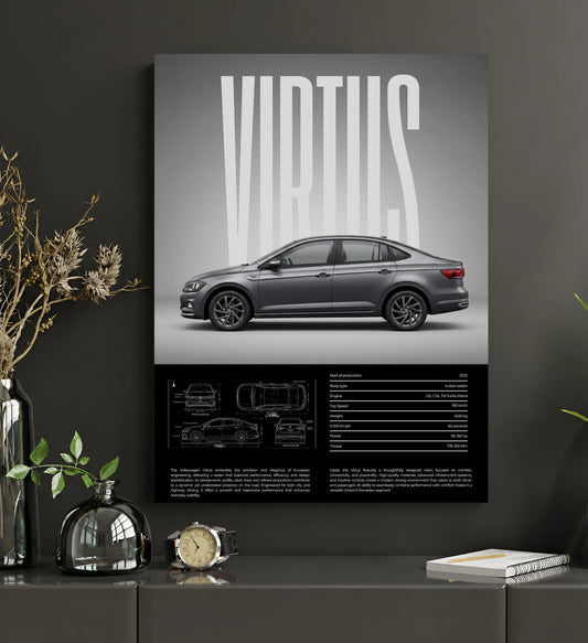 Silver Volkswagen Virtus Metal Wall Print
