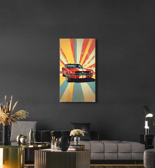 Red Vintage Mustang  Classic Wall Art