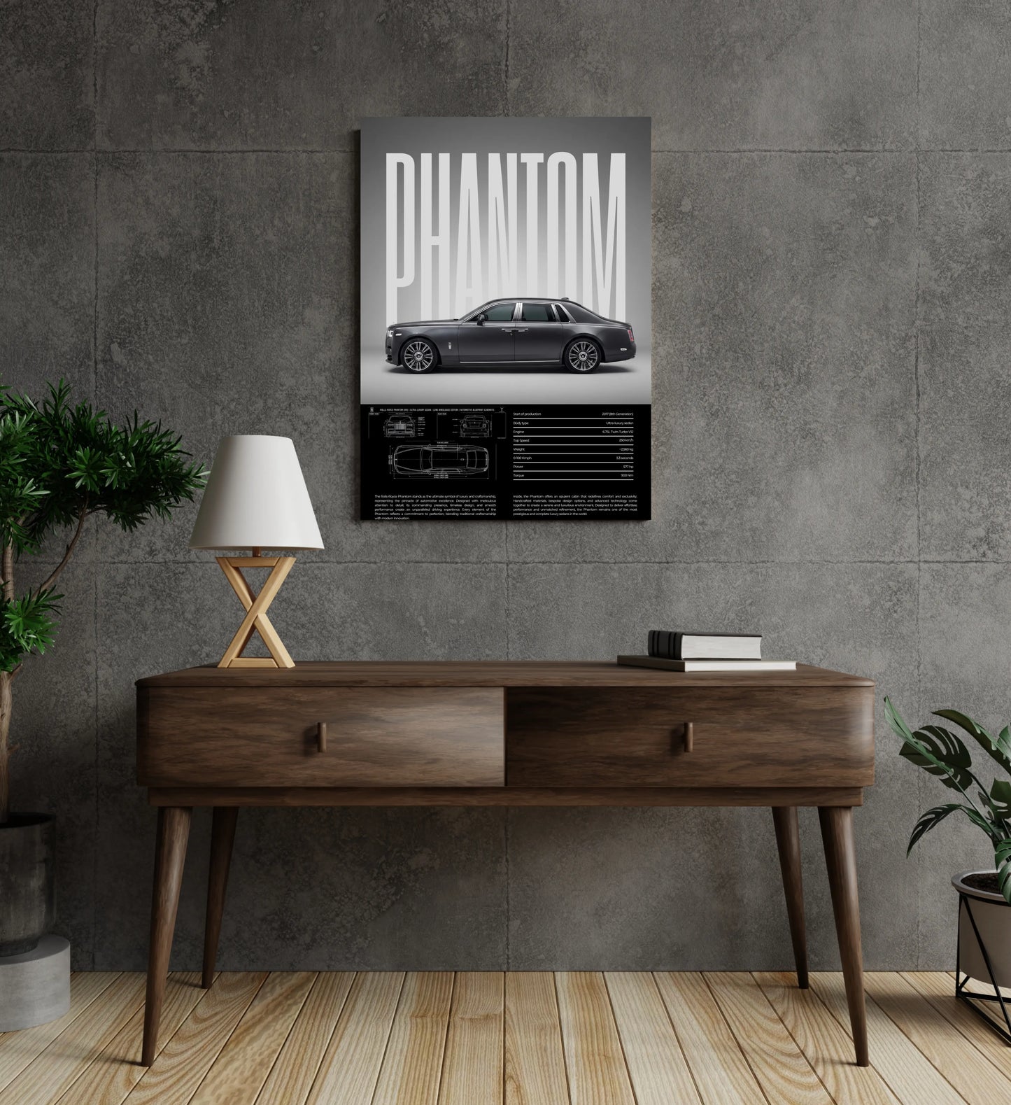 Royal Phantom Luxury Car Metal Wall Art