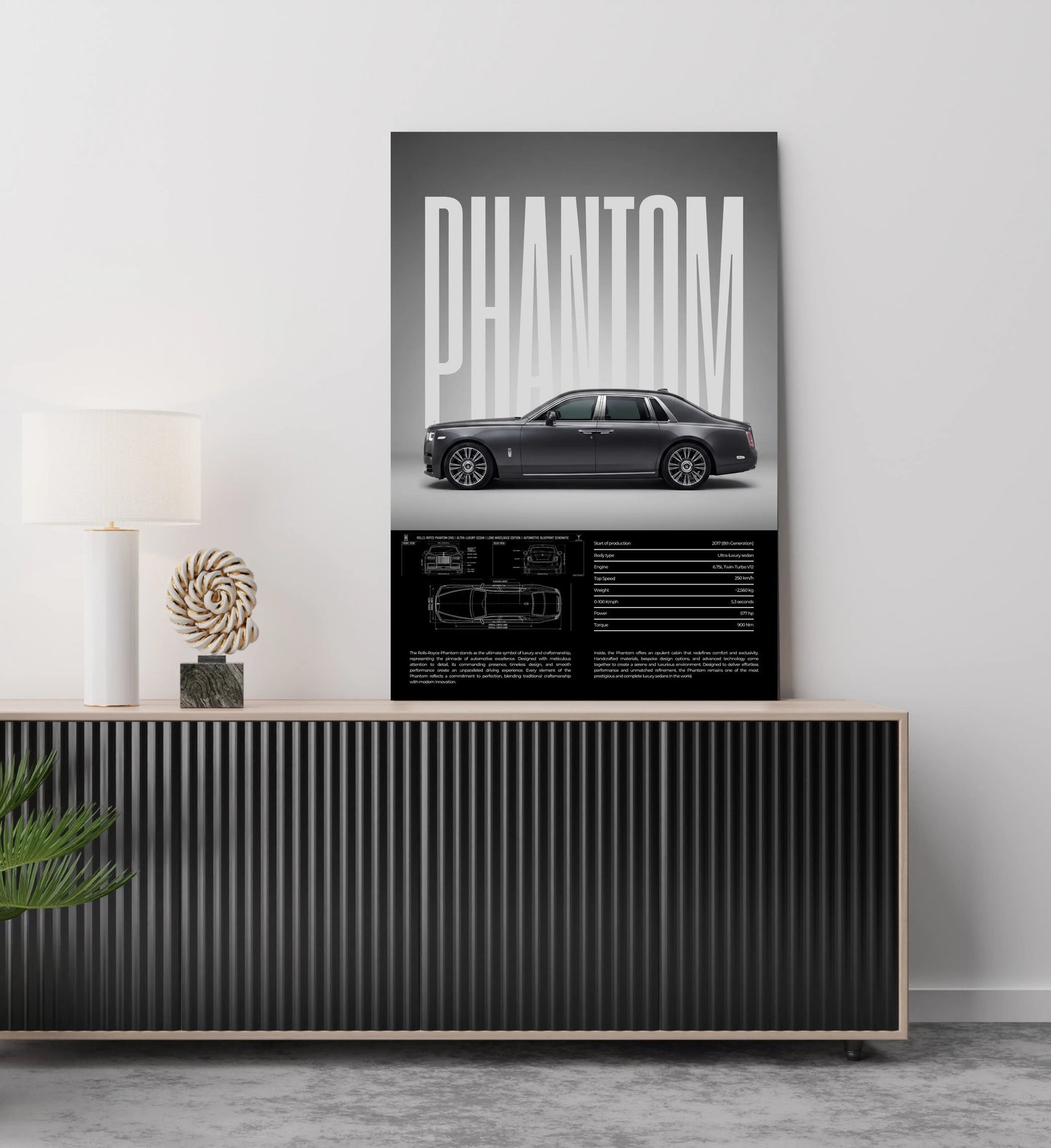 Royal Phantom Luxury Car Metal Wall Art 