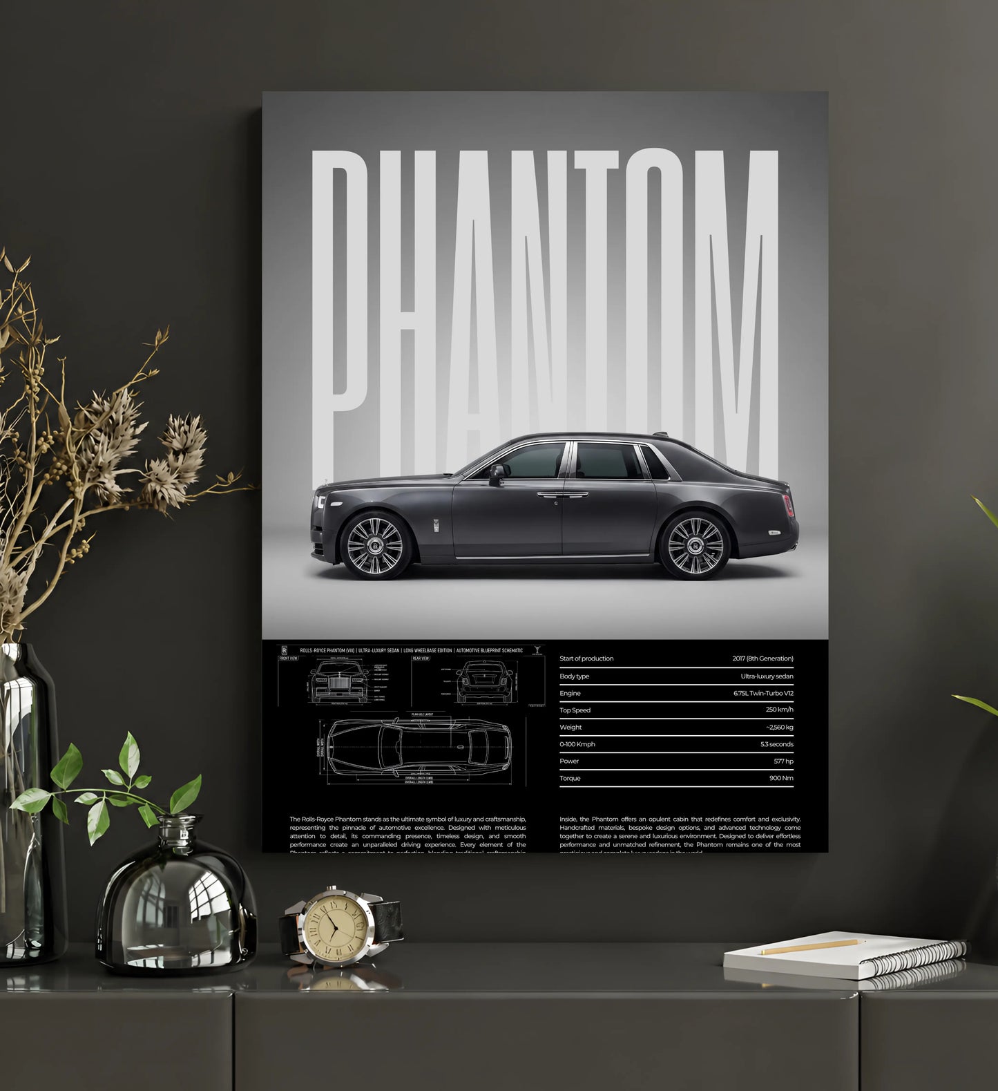 Royal Phantom Luxury Car Metal Wall Art