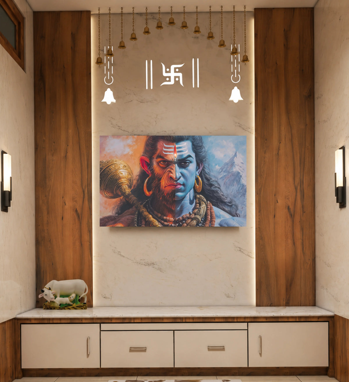 Hanuman & Lord Shiva – Divine Unity Wall Art