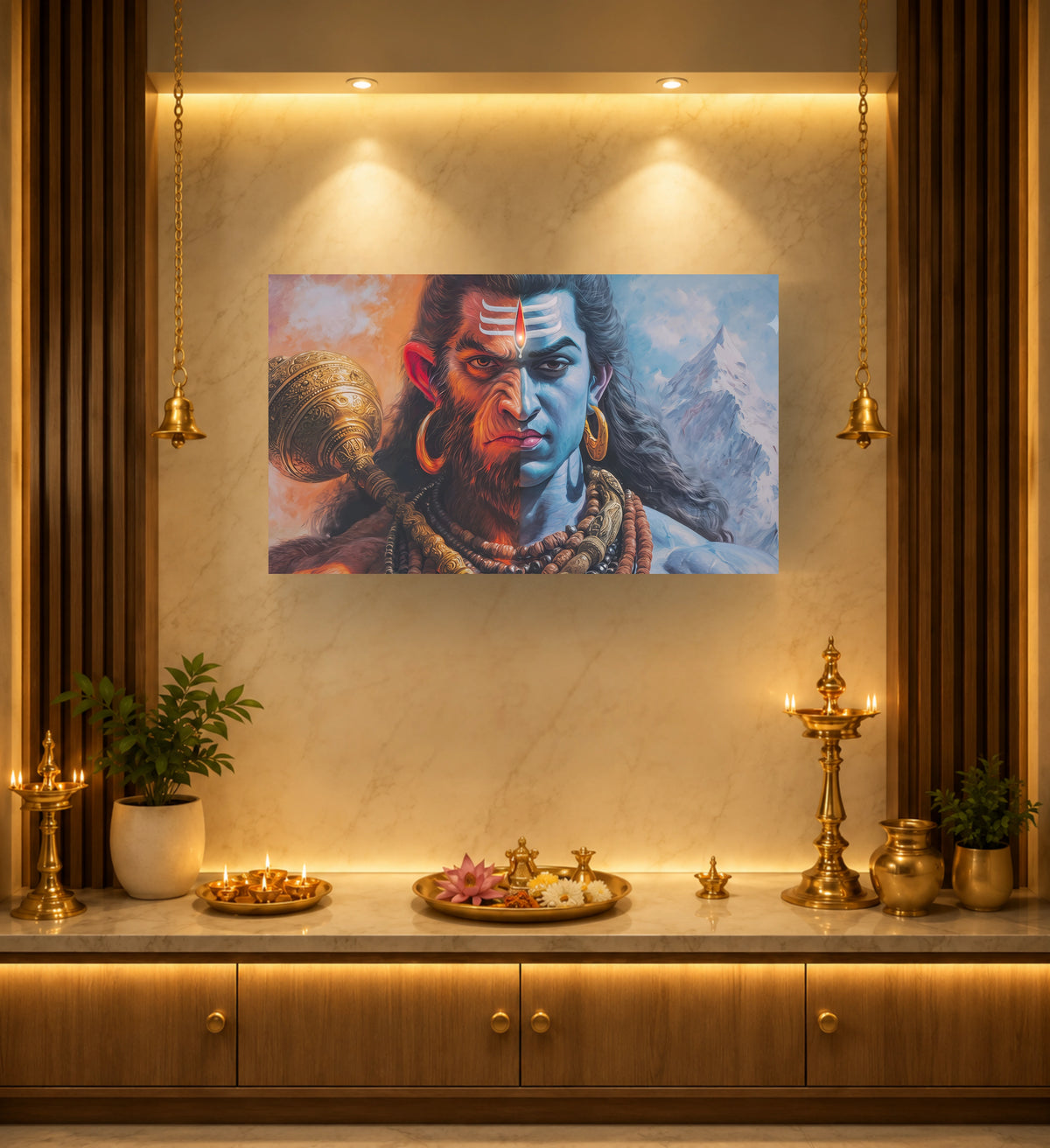 Hanuman & Lord Shiva – Divine Unity Wall Art