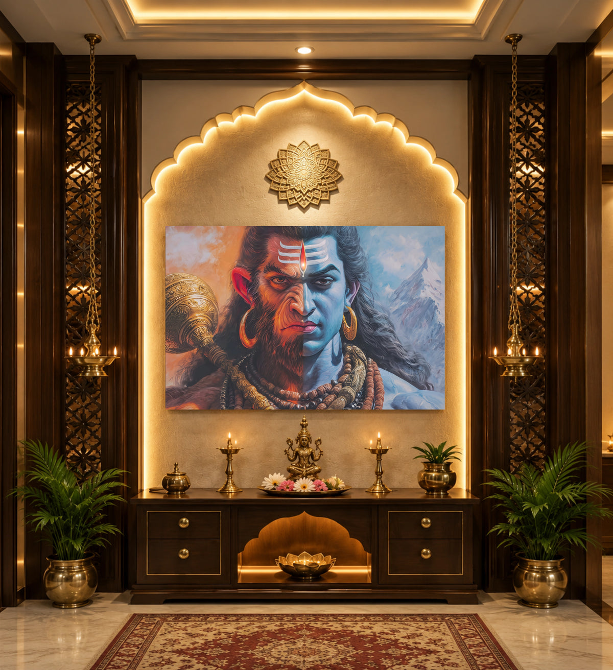 Hanuman & Lord Shiva – Divine Unity Wall Art