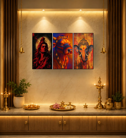 Divine Spiritual Art Collection – Mahadev• Nandi • Ganesha