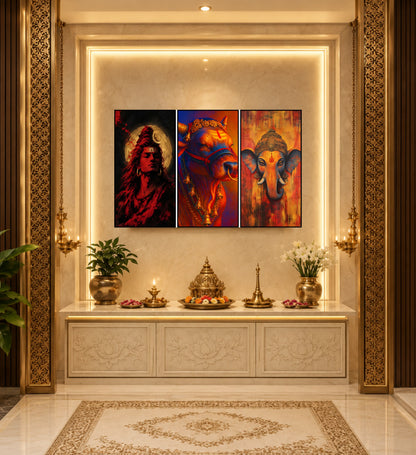 Divine Spiritual Art Collection – Mahadev• Nandi • Ganesha