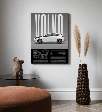 White Volvo — Scandinavian Luxury Car Metal Wall Art