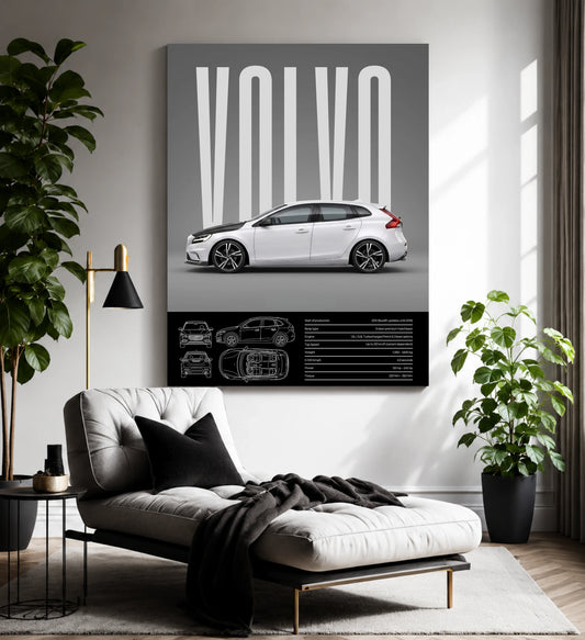 White Volvo | Luxury Metal Wall Print