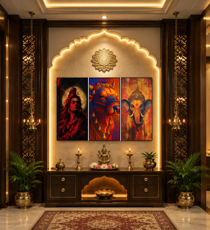 Divine Spiritual Art Collection – Mahadev• Nandi • Ganesha