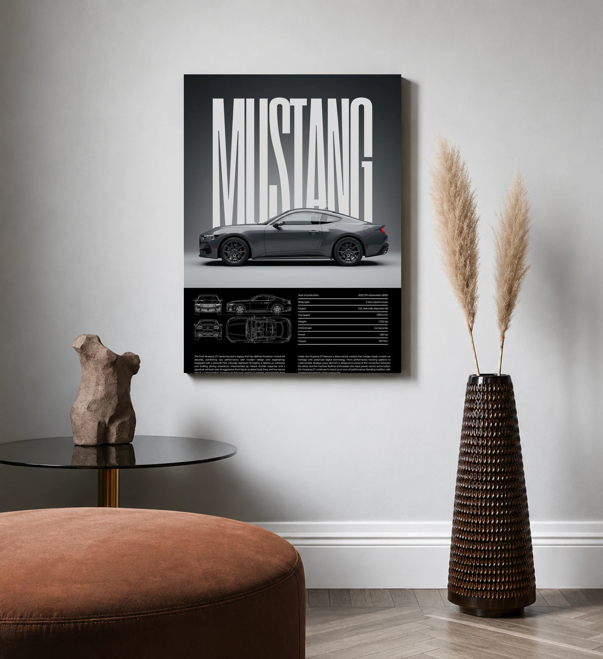 Midnight Mustang  Ford Muscle Car Wall Art