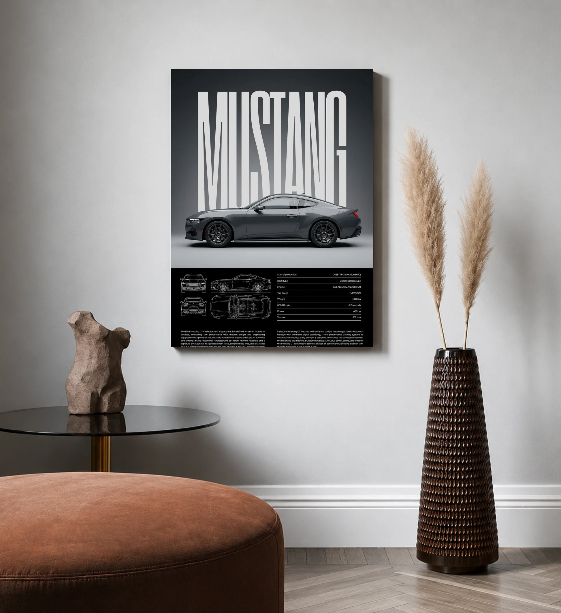 Midnight Mustang  Ford Muscle Car Wall Art