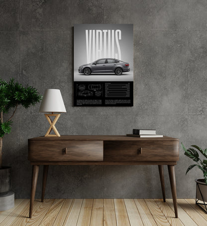 Silver Volkswagen Virtus Metal Wall Print
