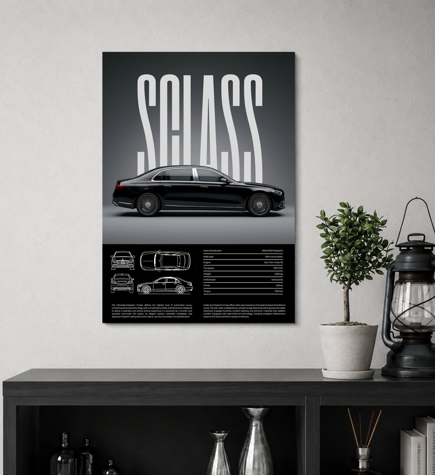 Velocity Noir Dark Supercar Metal Print