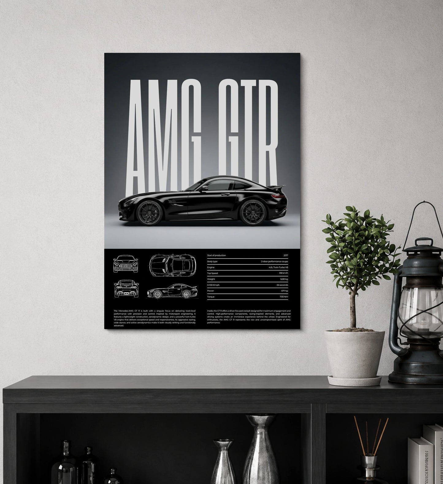 Mercedes AMG GT-R Metal Wall Art