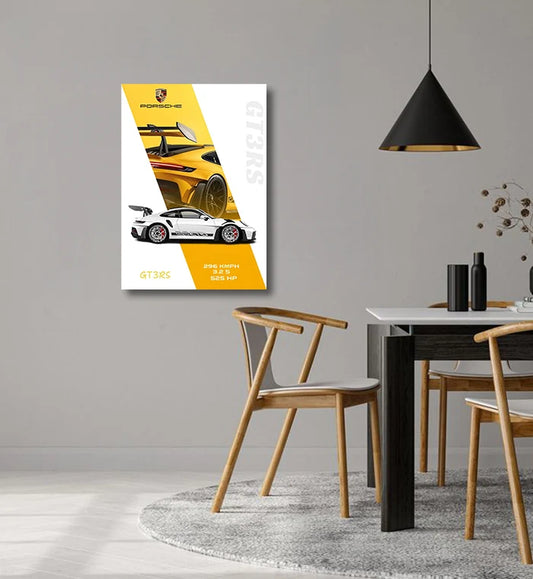 White & Yellow Porsche Power Duo Supercar Wall Art