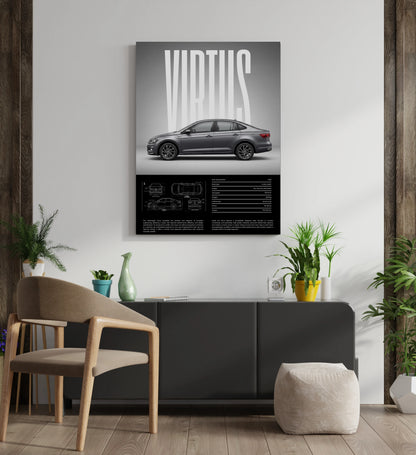 Silver Volkswagen Virtus Metal Wall Print