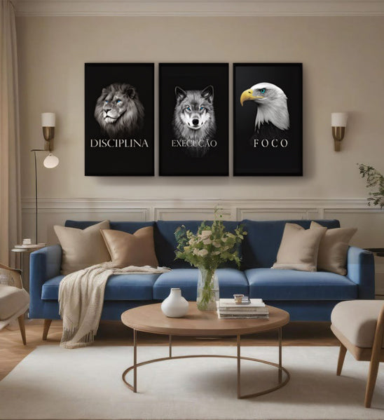 Discipline Focus Execution – Lion, Wolf & Eagle B&W