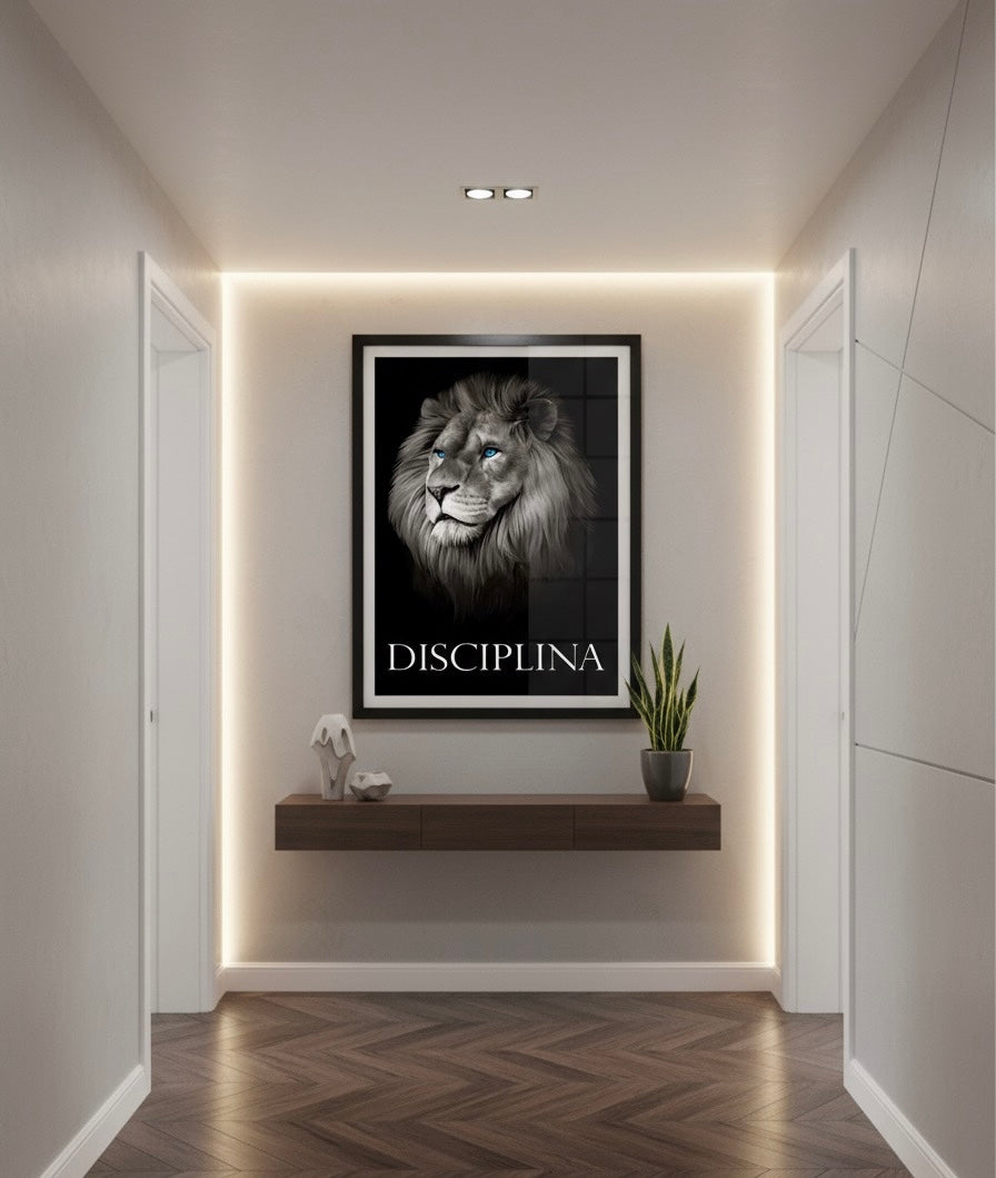 DisciplinA – The Lion Motivational Wall Art | Premium Aluminum Print by Elite Prrintex