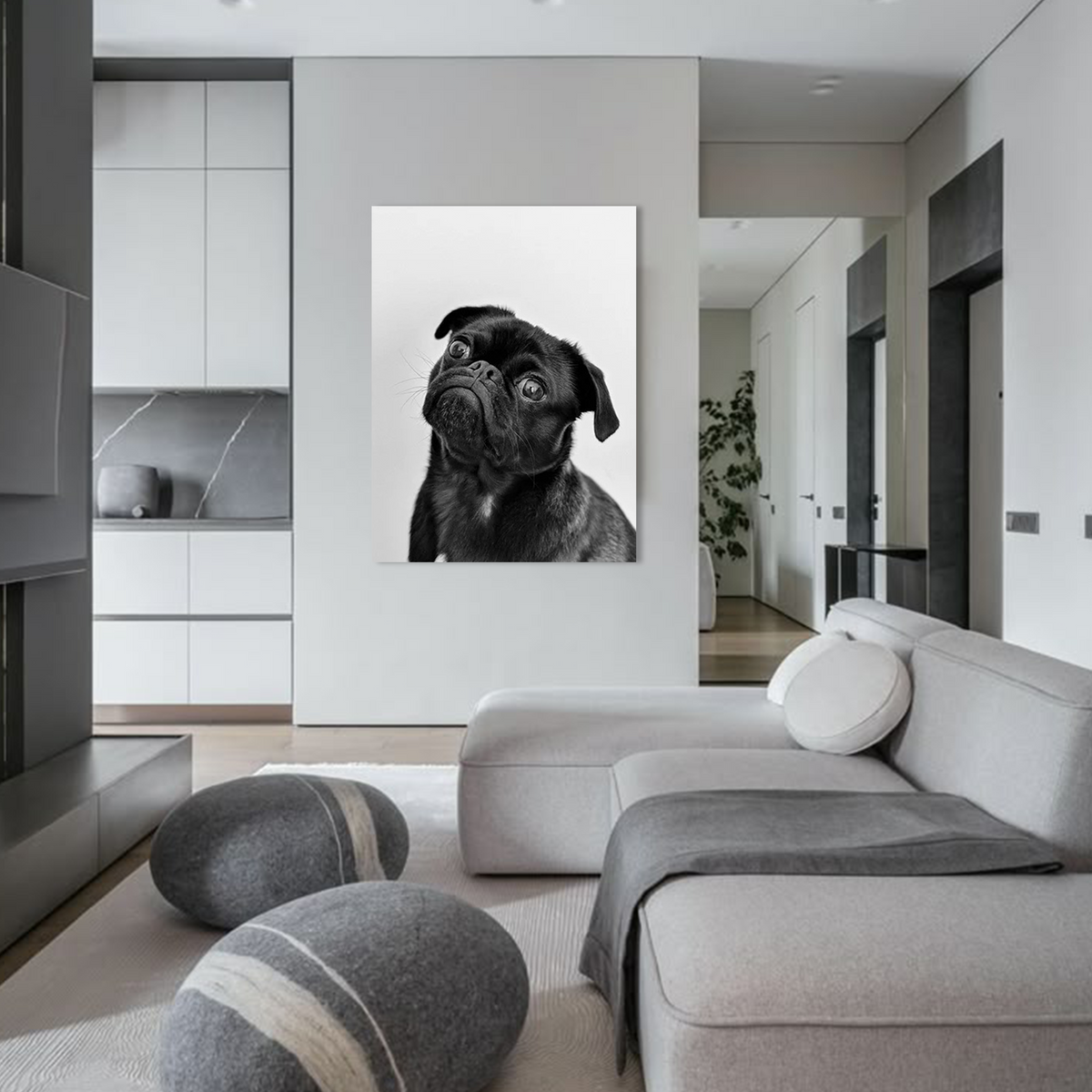 Playful Pug Cute Dog Metal Wall Art