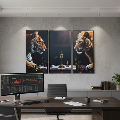 Lion vs Tiger – The Chess of Power (Set of 3) | Elite Prrintex