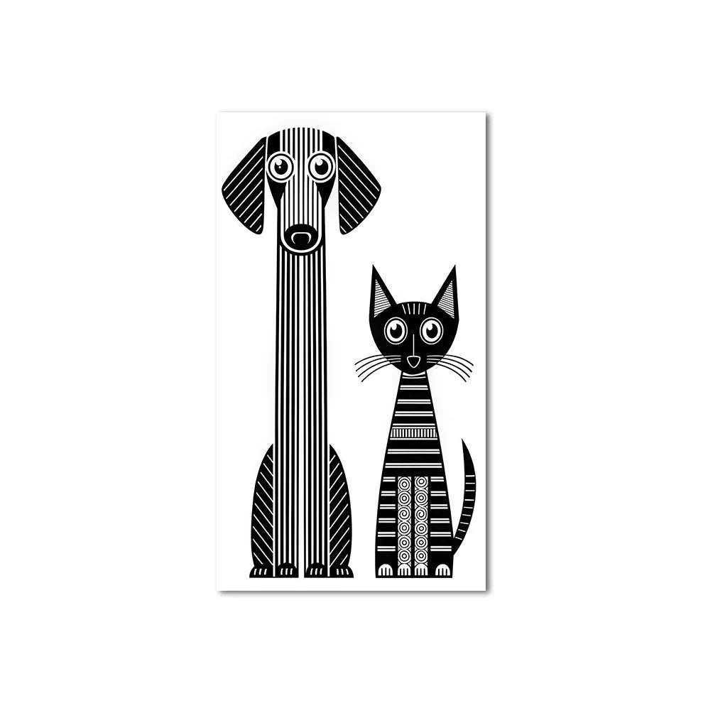 Geometric Dog and Cat Art